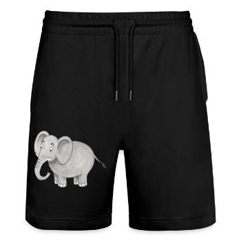 Elephant Cute Kids Gift Safari Zoo Trunk - Stanley/Stella Trainer Unisex Organic Jogging Shorts - black - Front - Nik (191cm) & Marisol (170cm)