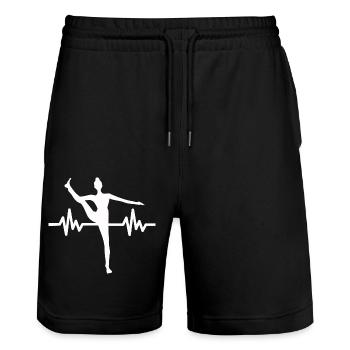 Herzschlag Turnen Meditation Gymnastik Yoga - Stanley/Stella Unisex Bio Joggingshorts Trainer  - Schwarz - Vorne - Nik (191cm) & Marisol (170cm)