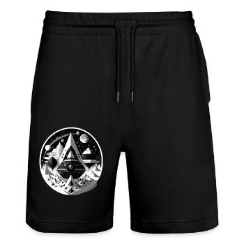 Space City 04 - Stanley/Stella Unisex Bio Joggingshorts Trainer  - Schwarz - Vorne - Nik (191cm) & Marisol (170cm)