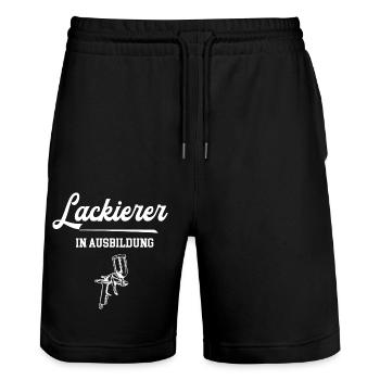 Lackierer Ausbildung Lehre Maler Azubi Geselle - Stanley/Stella Unisex Bio Joggingshorts Trainer  - Schwarz - Vorne - Nik (191cm) & Marisol (170cm)