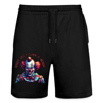 Nobody likes a clown at midnight - Stanley/Stella Trainer Unisex Organic Jogging Shorts - black - Front - Nik (191cm) & Marisol (170cm)