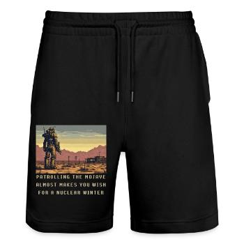 Patrouillen in der Mojave - Stanley/Stella Unisex Bio Joggingshorts Trainer  - Schwarz - Vorne - Nik (191cm) & Marisol (170cm)