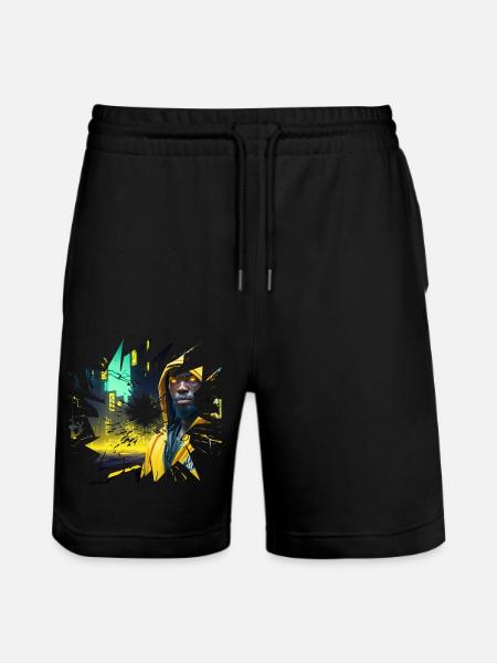 Neon Nightscape - Stanley/Stella Trainer Unisex Organic Jogging Shorts - black