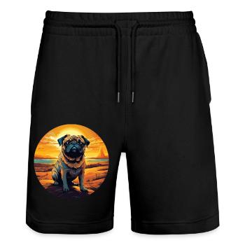 Carlin dans le désert au coucher du soleil - Short de jogging bio TRAINER Stanley/Stella unisexe - noir - Devant - Nik (191cm) & Marisol (170cm)