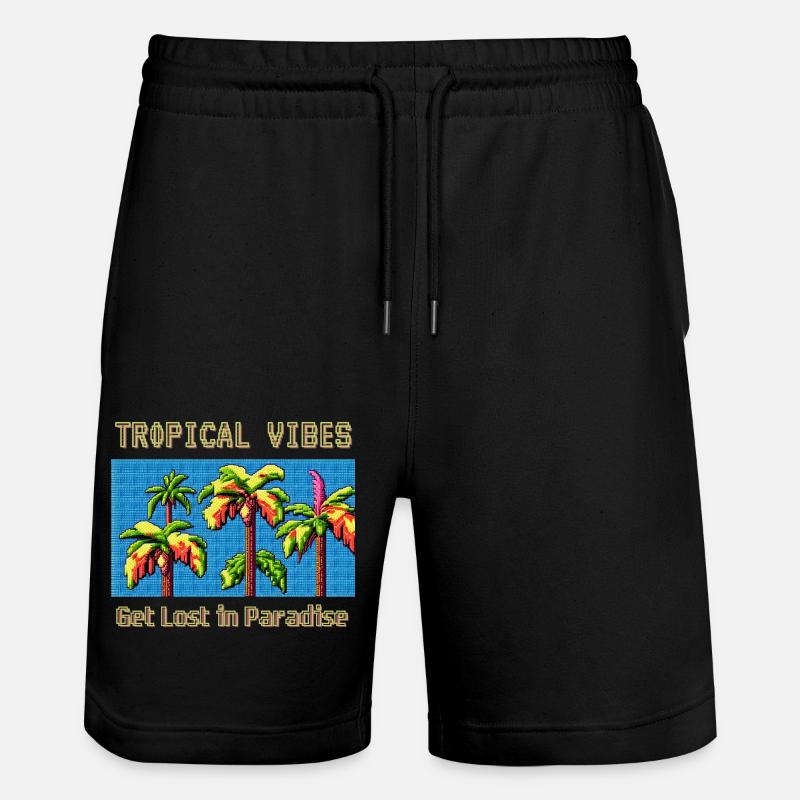 AMBIANCE TROPICALE Perdez-vous au paradis - Short de jogging bio TRAINER Stanley/Stella unisexe - noir
