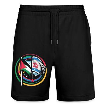Drapeaux de l’Unité pour la paix d’Israël Palestine - Short de jogging bio TRAINER Stanley/Stella unisexe - noir - Devant - Nik (191cm) & Marisol (170cm)
