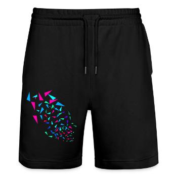 Bunt,abstrakt,retro, Muster, grafisch - Stanley/Stella Unisex Bio Joggingshorts Trainer  - Schwarz - Vorne - Nik (191cm) & Marisol (170cm)