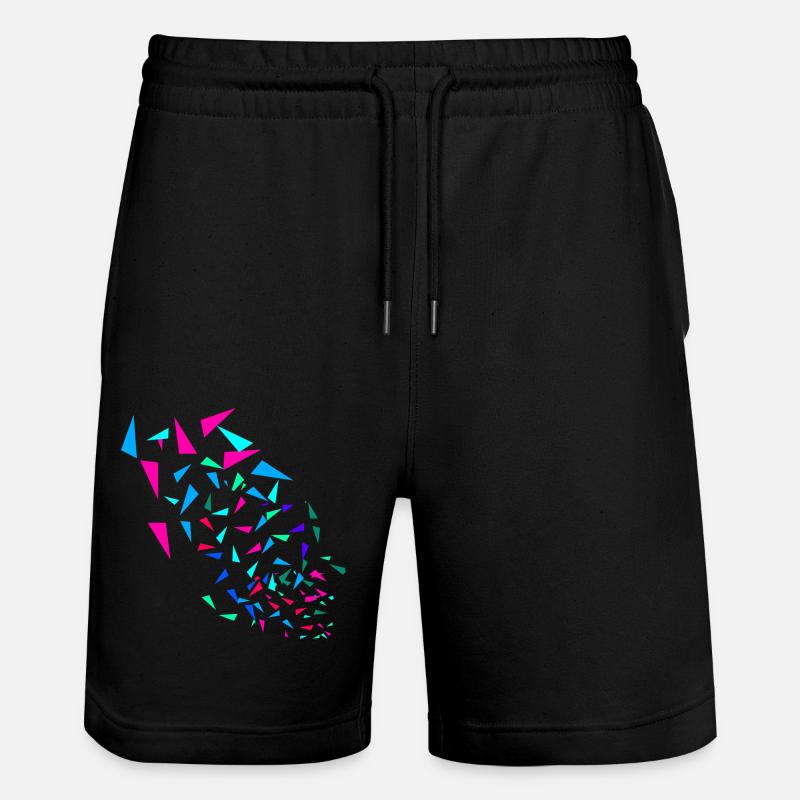 Bunt,abstrakt,retro, Muster, grafisch - Stanley/Stella Unisex Bio Joggingshorts Trainer  - Schwarz