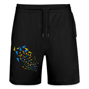 Bunt,abstrakt,retro, Muster, grafisch - Stanley/Stella Unisex Bio Joggingshorts Trainer  - Schwarz - Vorne - Nik (191cm) & Marisol (170cm)