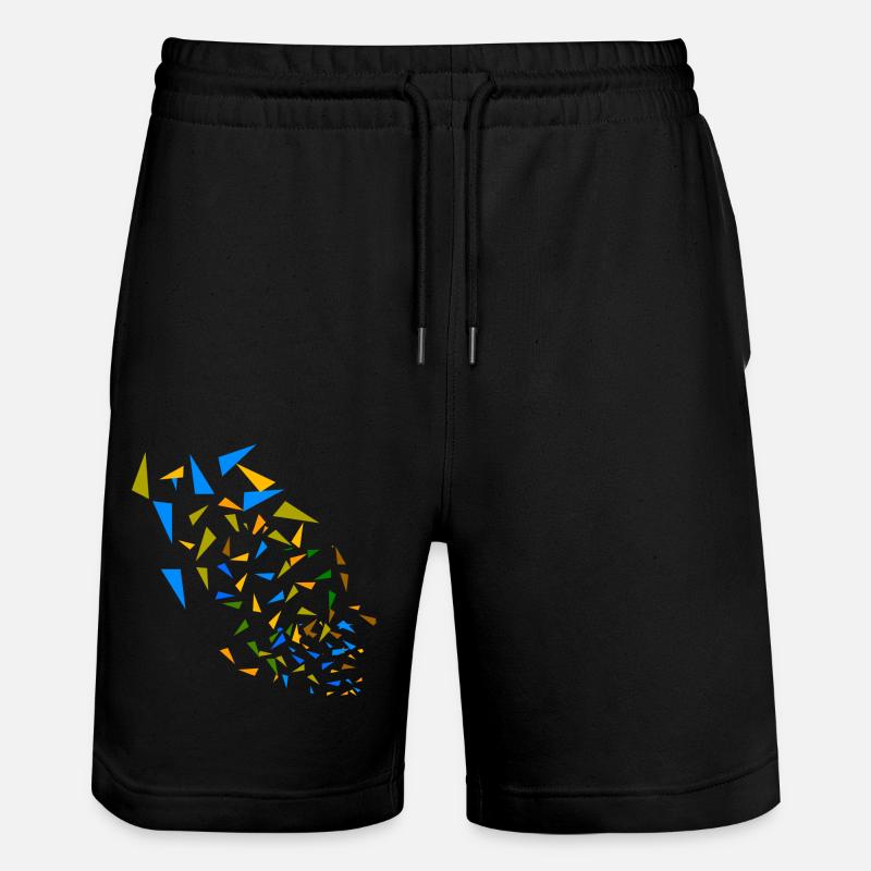 Bunt,abstrakt,retro, Muster, grafisch - Stanley/Stella Unisex Bio Joggingshorts Trainer  - Schwarz