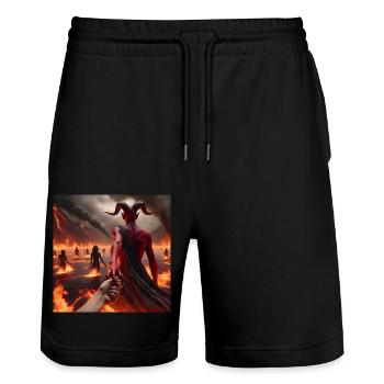 Follow Me to the Abyss - Infernal Devil's Pact #02 - Stanley/Stella Trainer Unisex Organic Jogging Shorts - black - Front - Nik (191cm) & Marisol (170cm)