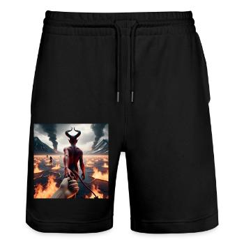 Folgt mir in den Abgrund - Infernal Devil's Pact #07 - Stanley/Stella Unisex Bio Joggingshorts Trainer  - Schwarz - Vorne - Nik (191cm) & Marisol (170cm)