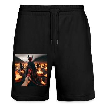 Folge mir in den Abgrund - Infernal Devil's Pact #13 - Stanley/Stella Unisex Bio Joggingshorts Trainer  - Schwarz - Vorne - Nik (191cm) & Marisol (170cm)
