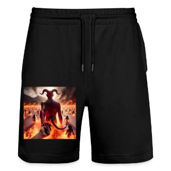Folge mir in den Abgrund - Infernal Devil's Pact #10 - Stanley/Stella Unisex Bio Joggingshorts Trainer  - Schwarz - Vorne - Nik (191cm) & Marisol (170cm)