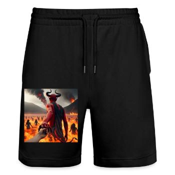 Follow Me to the Abyss - Infernal Devil's Pact #15 - Stanley/Stella Trainer Unisex Organic Jogging Shorts - black - Front - Nik (191cm) & Marisol (170cm)