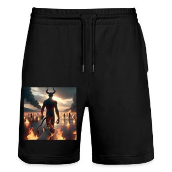 Follow Me to the Abyss - Infernal Devil's Pact #08 - Stanley/Stella Trainer Unisex Organic Jogging Shorts - black - Front - Nik (191cm) & Marisol (170cm)