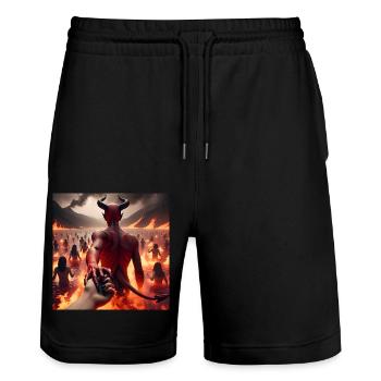 Follow Me to the Abyss - Infernal Devil's Pact #12 - Stanley/Stella Trainer Unisex Organic Jogging Shorts - black - Front - Nik (191cm) & Marisol (170cm)