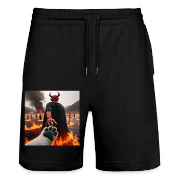 Follow Me to the Abyss - Infernal Devil's Pact #19 - Stanley/Stella Trainer Unisex Organic Jogging Shorts - black - Front - Nik (191cm) & Marisol (170cm)