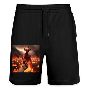 Follow Me to the Abyss - Infernal Devil's Pact #17 - Stanley/Stella Trainer Unisex Organic Jogging Shorts - black - Front - Nik (191cm) & Marisol (170cm)