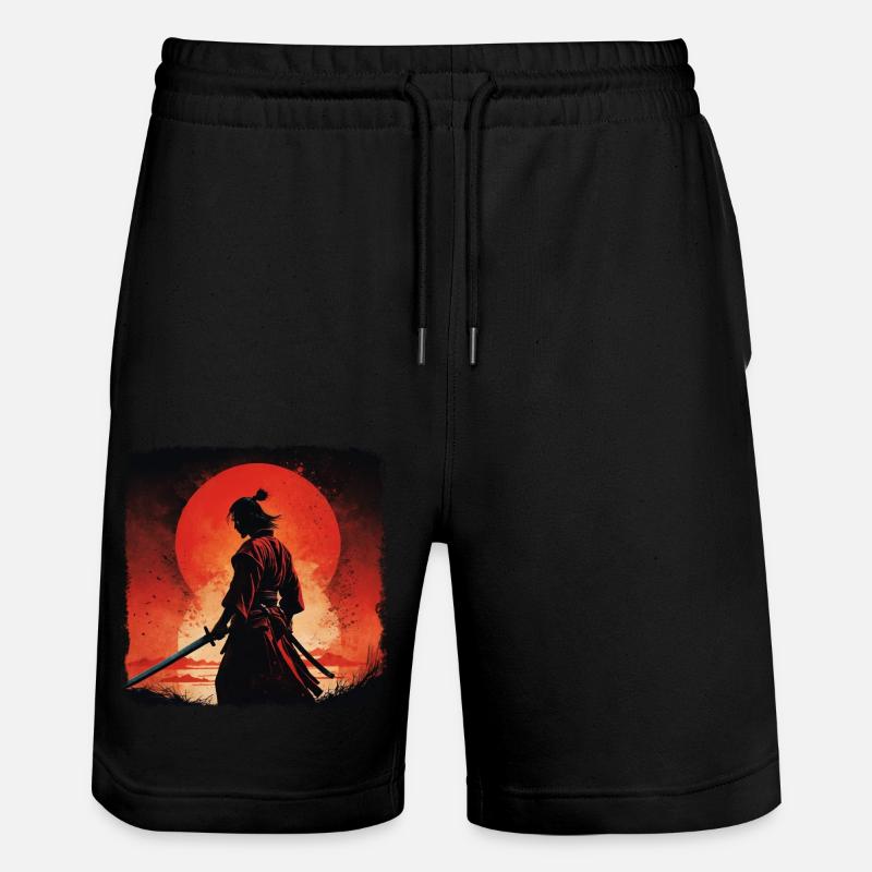 sunset samurai Warrior - Stanley/Stella Trainer Unisex Organic Jogging Shorts - black