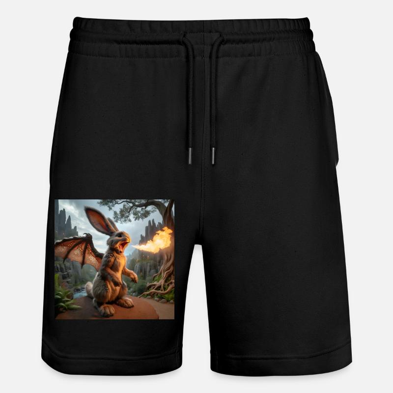 Feuerspeiender Hase Drache #17 - Stanley/Stella Unisex Bio Joggingshorts Trainer  - Schwarz