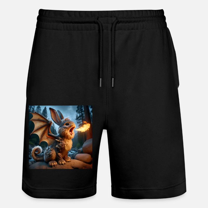 Feuerspeiender Hase Drache #18 - Stanley/Stella Unisex Bio Joggingshorts Trainer  - Schwarz