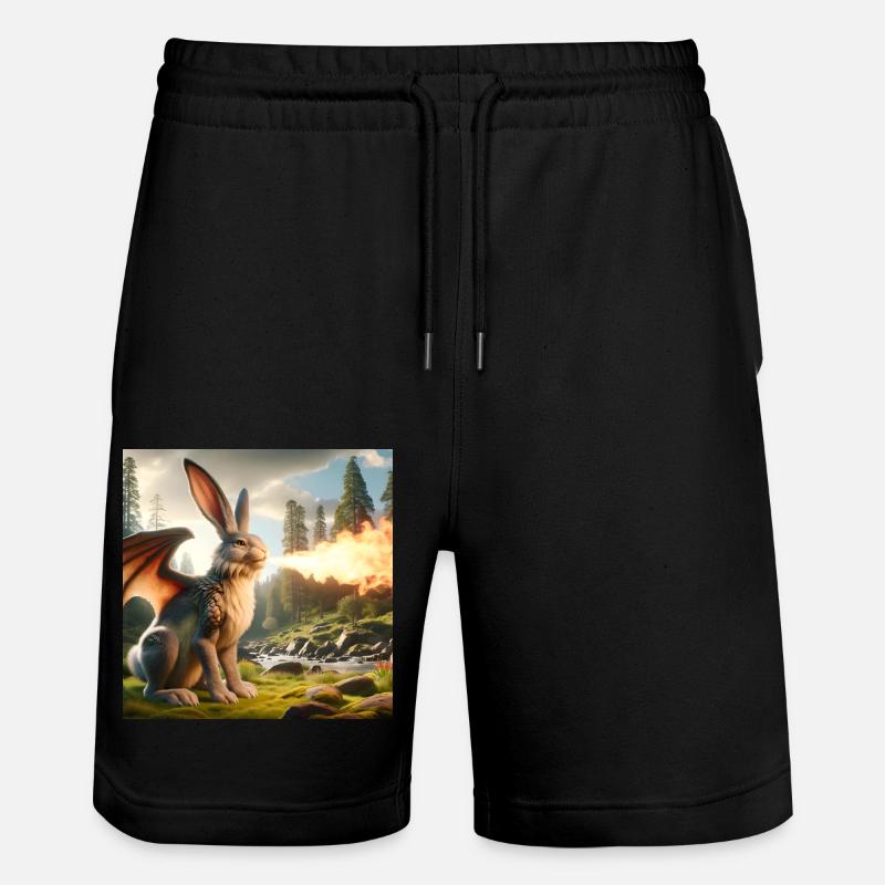 Feuerspeiender Hase Drache #08 - Stanley/Stella Unisex Bio Joggingshorts Trainer  - Schwarz
