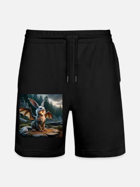 Fire Breathing Bunny Dragon #20 - Stanley/Stella Trainer Unisex Organic Jogging Shorts - black