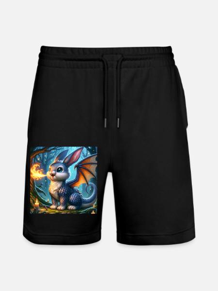 Fire Breathing Bunny Dragon #02 - Stanley/Stella Trainer Unisex Organic Jogging Shorts - black