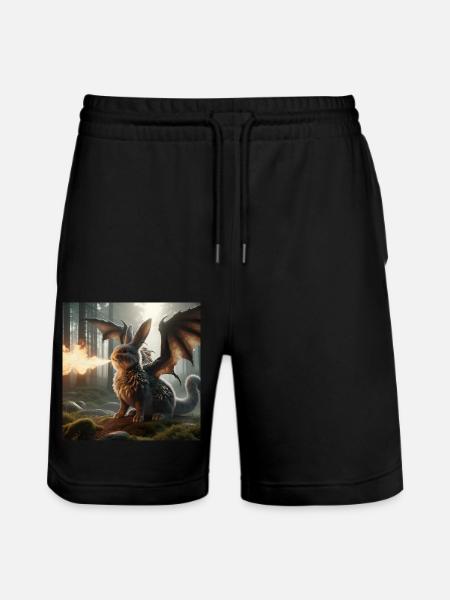 Fire Breathing Bunny Dragon #06 - Stanley/Stella Trainer Unisex Organic Jogging Shorts - black
