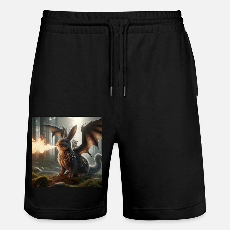 Feuerspeiender Hase Drache #06 - Stanley/Stella Unisex Bio Joggingshorts Trainer  - Schwarz