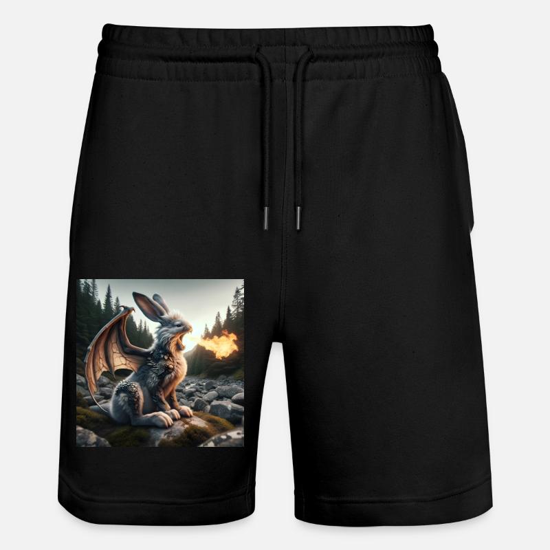 Feuerspeiender Hase Drache #25 - Stanley/Stella Unisex Bio Joggingshorts Trainer  - Schwarz