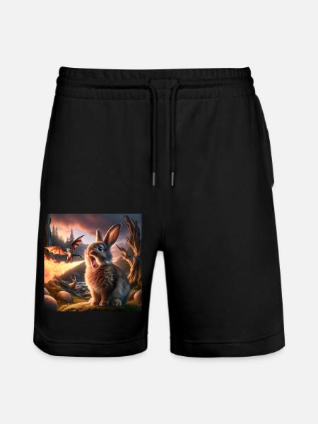 Fire Breathing Bunny Dragon #26 - Stanley/Stella Trainer Unisex Organic Jogging Shorts - black