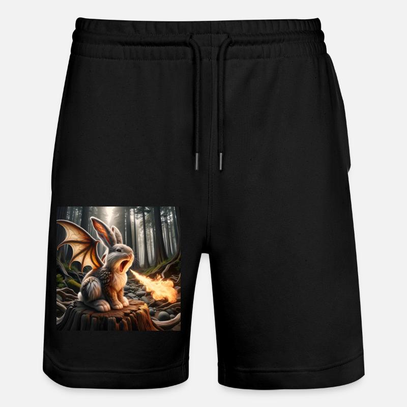 Fire Breathing Bunny Dragon #23 - Stanley/Stella Trainer Unisex Organic Jogging Shorts - black