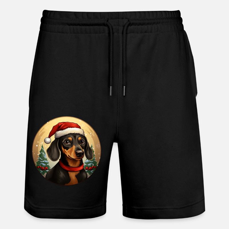 Dackel Weihnachten - Stanley/Stella Unisex Bio Joggingshorts Trainer  - Schwarz