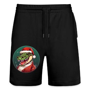 Krokodile Weihnachten - Stanley/Stella Unisex Bio Joggingshorts Trainer  - Schwarz - Vorne - Nik (191cm) & Marisol (170cm)