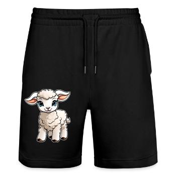 Mignon petit agneau - Short de jogging bio TRAINER Stanley/Stella unisexe - noir - Devant - Nik (191cm) & Marisol (170cm)