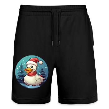 Canards de Noël - Short de jogging bio TRAINER Stanley/Stella unisexe - noir - Devant - Nik (191cm) & Marisol (170cm)