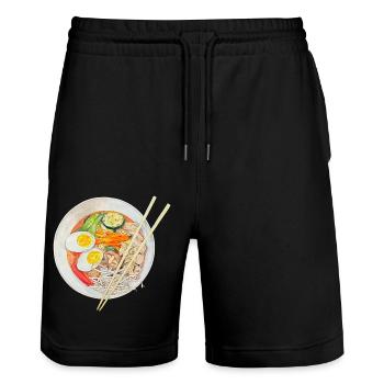 Ramen Suppe japanische Nudelsuppe Japan China - Stanley/Stella Unisex Bio Joggingshorts Trainer  - Schwarz - Vorne - Nik (191cm) & Marisol (170cm)