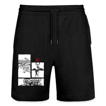 omedeto manga - Short de jogging bio TRAINER Stanley/Stella unisexe - noir - Devant - Nik (191cm) & Marisol (170cm)
