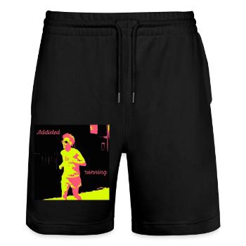 Jogger, man addicted to running - Stanley/Stella Trainer Unisex Organic Jogging Shorts - black - Front - Nik (191cm) & Marisol (170cm)