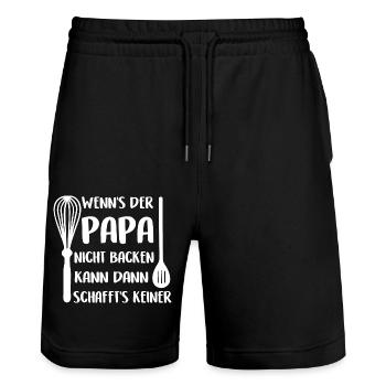 Wenn Papa es nicht backen kann schafft's keiner - Stanley/Stella Unisex Bio Joggingshorts Trainer  - Schwarz - Vorne - Nik (191cm) & Marisol (170cm)