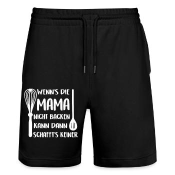 Wenn's die Mama nicht backen kann schafft's keiner - Stanley/Stella Unisex Bio Joggingshorts Trainer  - Schwarz - Vorne - Nik (191cm) & Marisol (170cm)