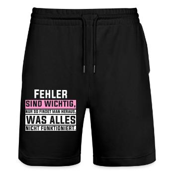 Fehler sind wichtig, nur so findet man heraus, was - Stanley/Stella Unisex Bio Joggingshorts Trainer  - Schwarz - Vorne - Nik (191cm) & Marisol (170cm)