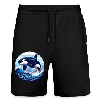 Orque bleue - Short de jogging bio TRAINER Stanley/Stella unisexe - noir - Devant - Nik (191cm) & Marisol (170cm)