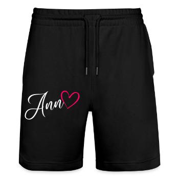 Ann Name Vorname Herz Pink - Stanley/Stella Unisex Bio Joggingshorts Trainer  - Schwarz - Vorne - Nik (191cm) & Marisol (170cm)
