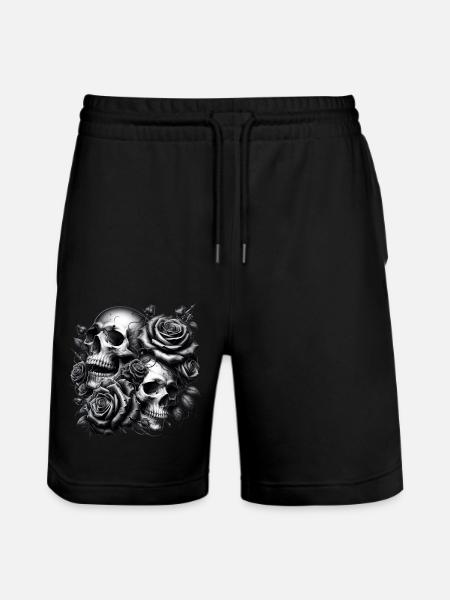 Skulls and Roses - Stanley/Stella Trainer Unisex Organic Jogging Shorts - black