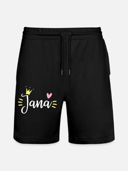 Jana Name Crown - Stanley/Stella Trainer Unisex Organic Jogging Shorts - black