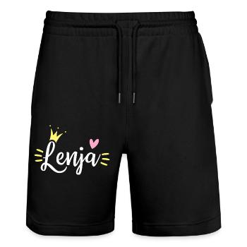 Couronne de nom Lenja - Short de jogging bio TRAINER Stanley/Stella unisexe - noir - Devant - Nik (191cm) & Marisol (170cm)