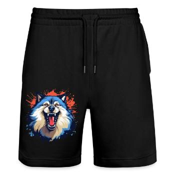 Big Bad Wolf - Stanley/Stella Trainer Unisex Organic Jogging Shorts - black - Front - Nik (191cm) & Marisol (170cm)